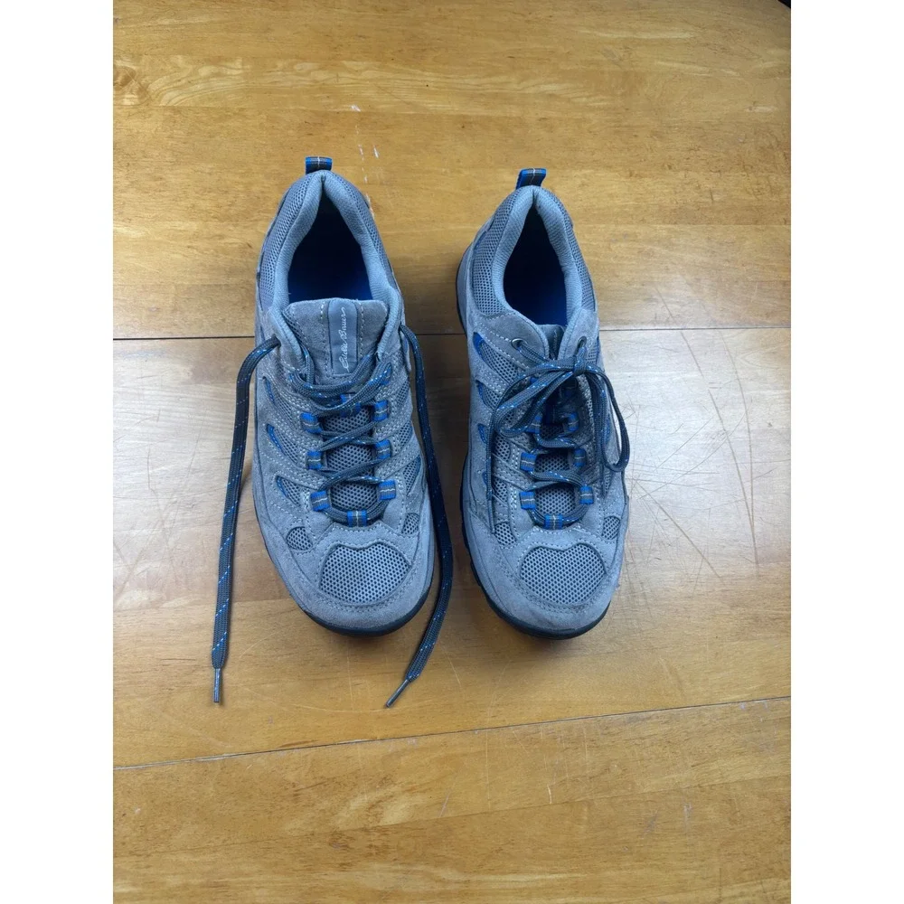 Eddie Bauer Midlite Mens Hiking Shoes Grey Blue Suede Low Top Trail 10.5